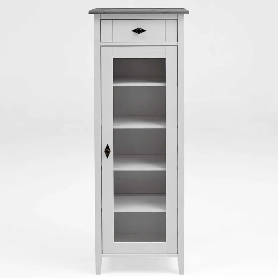 Clearance Wohnen 55x149x35 cm Badezimmer Vitrine in Weiß & Grau - Mirandesca