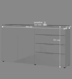 Sale Wohnen 184x101x42 cm Design Sideboard mit Glas Beschichtung - Daven