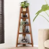 Outlet Wohnen 64x148x44 cm Eckregal aus Akazie Massivholz - Skylive