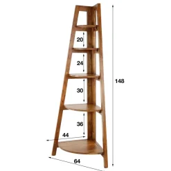 Outlet Wohnen 64x148x44 cm Eckregal aus Akazie Massivholz - Skylive
