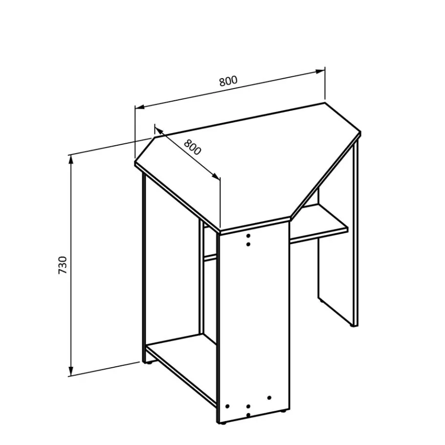 Wohnen 80x73x80 cm Eckschreibtisch in Schwarzgrau - Gionna