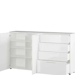 Clearance Wohnen 186x107x40 cm Hochglanz Sideboard in Weiß - Alida