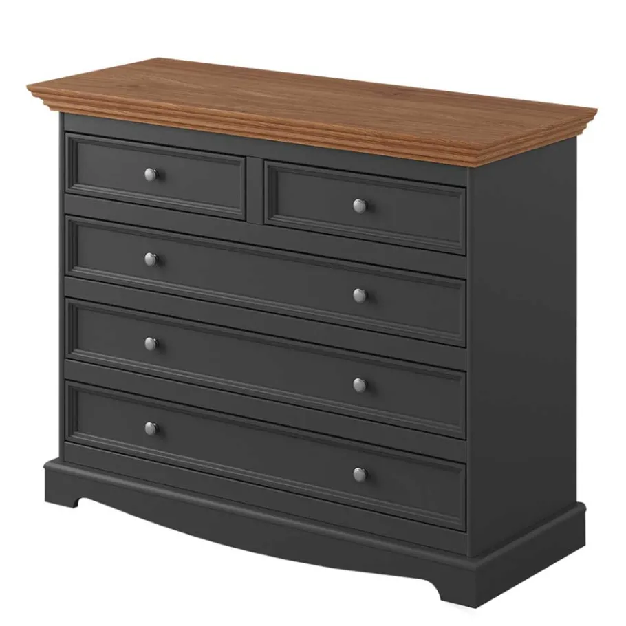 Clearance Wohnen 112x88x45 cm Landhaus Kommode in Grau & Eiche - Witenga