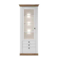 New Wohnen 82x204x44 cm Landhaus Vitrine mit Glastür - Diatara