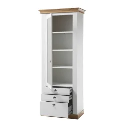 New Wohnen 82x204x44 cm Landhaus Vitrine mit Glastür - Diatara