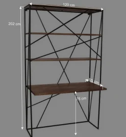 Discount Wohnen 120x202x60 cm Regal mit Schreibtisch im Loft Style - Offia