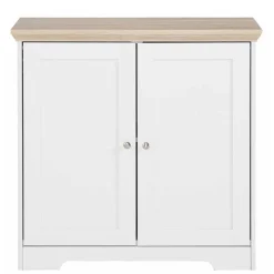 Online Wohnen 84x80x35 cm Schrank in Weiß & Eichefarben - Akedra