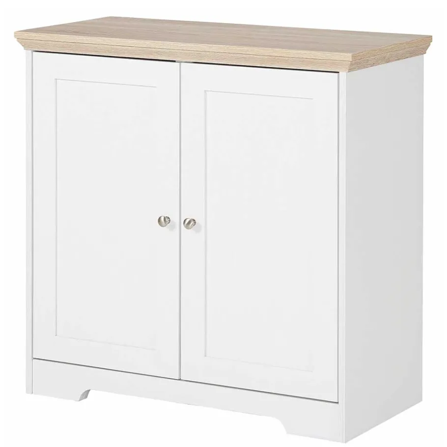 Online Wohnen 84x80x35 cm Schrank in Weiß & Eichefarben - Akedra
