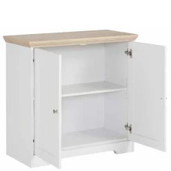 Online Wohnen 84x80x35 cm Schrank in Weiß & Eichefarben - Akedra