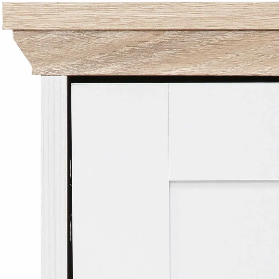 Online Wohnen 84x80x35 cm Schrank in Weiß & Eichefarben - Akedra