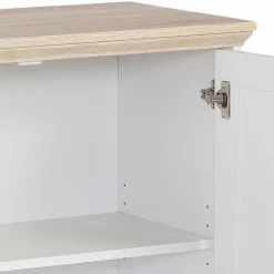 Online Wohnen 84x80x35 cm Schrank in Weiß & Eichefarben - Akedra