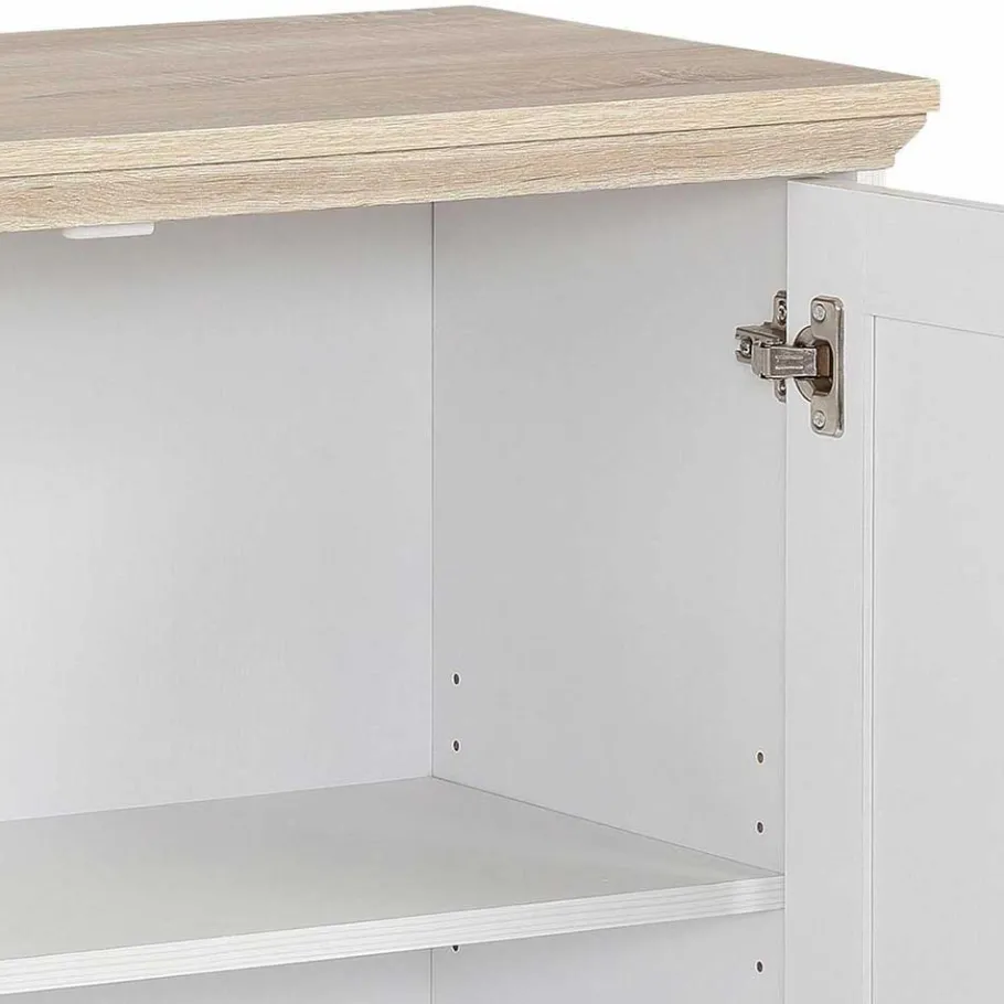 Online Wohnen 84x80x35 cm Schrank in Weiß & Eichefarben - Akedra