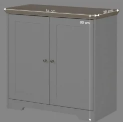 Online Wohnen 84x80x35 cm Schrank in Weiß & Eichefarben - Akedra
