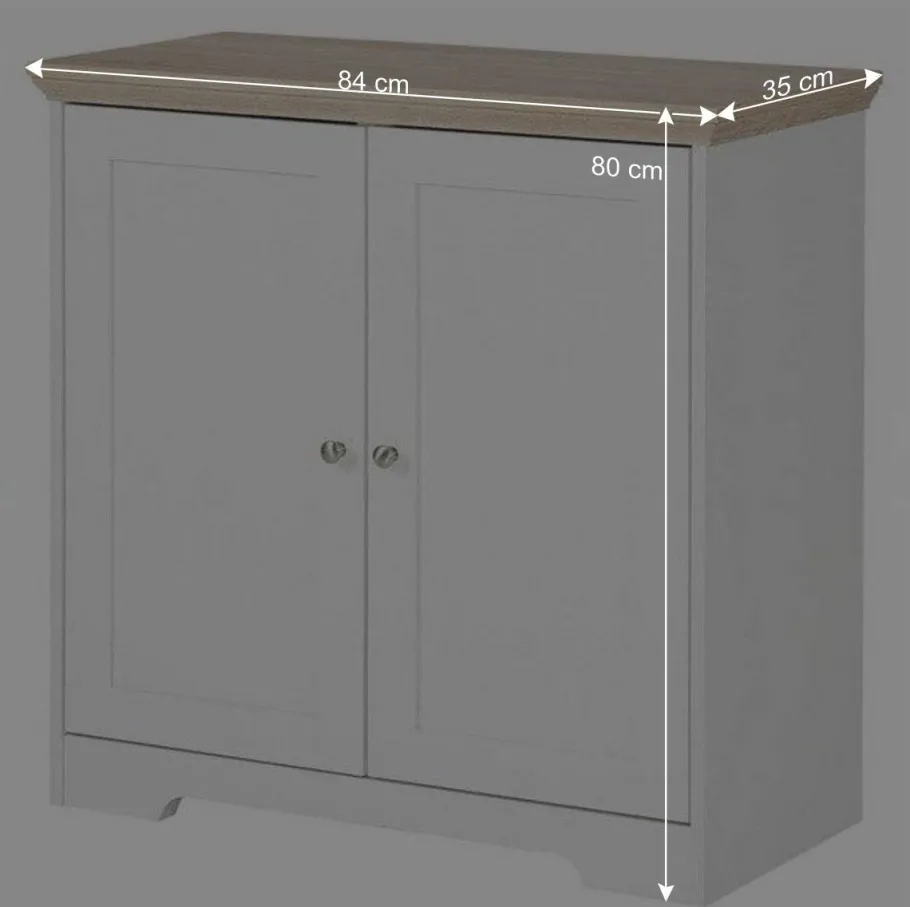 Online Wohnen 84x80x35 cm Schrank in Weiß & Eichefarben - Akedra
