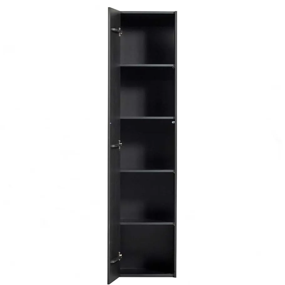 Outlet Wohnen 44x188x35 cm 1-türiger Schrank in Schwarz lackiert - Riley