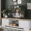 Hot Wohnen 160x45x40 cm TV Schrank in Weiß & Eichefarben - Akedra