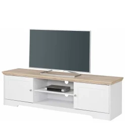 Hot Wohnen 160x45x40 cm TV Schrank in Weiß & Eichefarben - Akedra