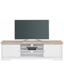 Hot Wohnen 160x45x40 cm TV Schrank in Weiß & Eichefarben - Akedra
