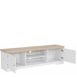 Hot Wohnen 160x45x40 cm TV Schrank in Weiß & Eichefarben - Akedra