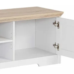 Hot Wohnen 160x45x40 cm TV Schrank in Weiß & Eichefarben - Akedra