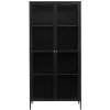 Outlet Wohnen 90x190x40 cm Vitrinenschrank aus schwarzem Metall - Gulliver