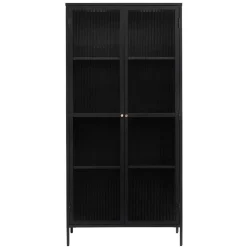 Outlet Wohnen 90x190x40 cm Vitrinenschrank aus schwarzem Metall - Gulliver