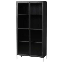 Outlet Wohnen 90x190x40 cm Vitrinenschrank aus schwarzem Metall - Gulliver