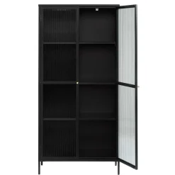 Outlet Wohnen 90x190x40 cm Vitrinenschrank aus schwarzem Metall - Gulliver
