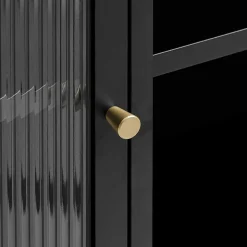 Outlet Wohnen 90x190x40 cm Vitrinenschrank aus schwarzem Metall - Gulliver
