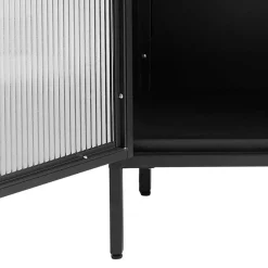Outlet Wohnen 90x190x40 cm Vitrinenschrank aus schwarzem Metall - Gulliver