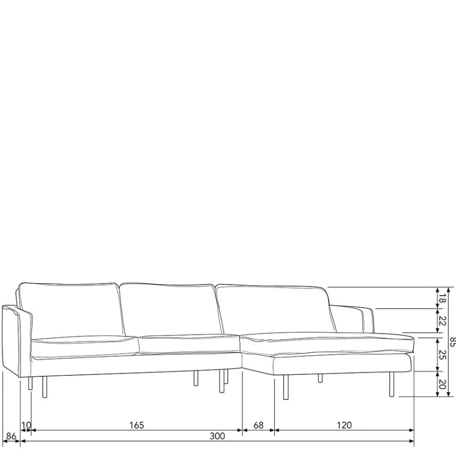 Clearance Wohnen 300x85x155 Couch über Eck mit vier Plätzen - Nustra