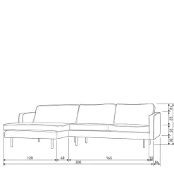 Clearance Wohnen 300x85x155 Couch über Eck mit vier Plätzen - Nustra