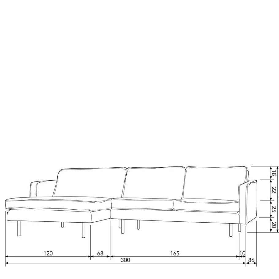Clearance Wohnen 300x85x155 Couch über Eck mit vier Plätzen - Nustra