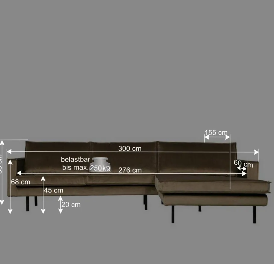 Clearance Wohnen 300x85x155 Couch über Eck mit vier Plätzen - Nustra
