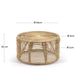 Outlet Wohnen 66x36x66 Couchtisch aus Rattan Geflecht - Phildel