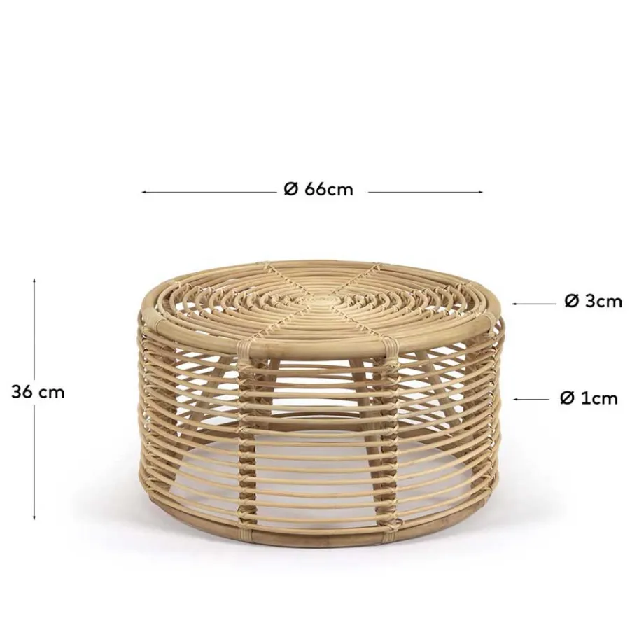 Outlet Wohnen 66x36x66 Couchtisch aus Rattan Geflecht - Phildel