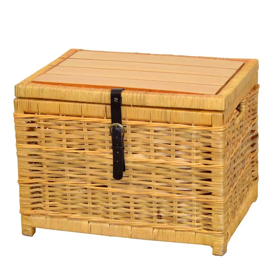 Best Wohnen 58x44x45 Couchtisch Truhe aus Rattan Geflecht - Valnut
