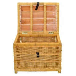 Best Wohnen 58x44x45 Couchtisch Truhe aus Rattan Geflecht - Valnut