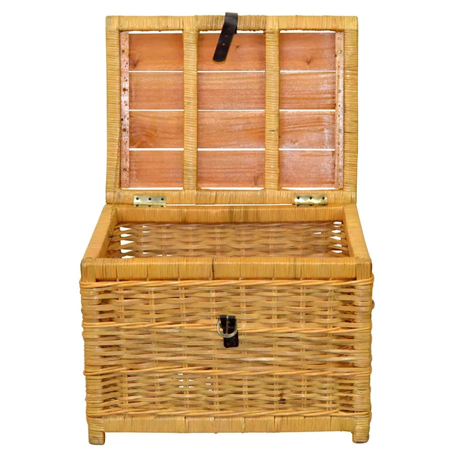 Best Wohnen 58x44x45 Couchtisch Truhe aus Rattan Geflecht - Valnut