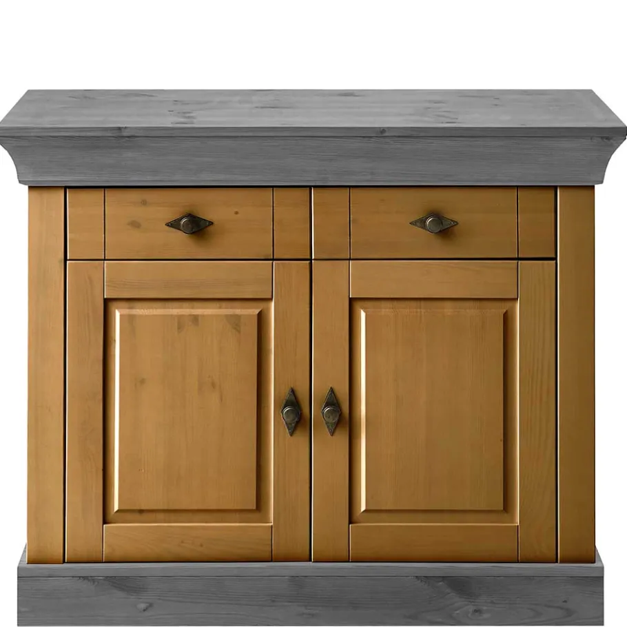Best Wohnen 108x85x45 Country Kommode in Kiefer Lauge & Grau - Eshelas