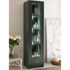 Sale Wohnen 50x197x43 Country Vitrine in Dunkelgrün - Niestov