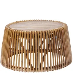 Best Wohnen 69x38x69 Design Couchtisch aus Recyclingholz & Rattan - Valtte