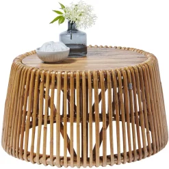Best Wohnen 69x38x69 Design Couchtisch aus Recyclingholz & Rattan - Valtte
