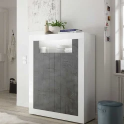 Online Wohnen 110x144x43 Design Highboard in Weiß Glanz - Voskala