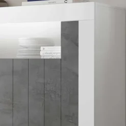 Online Wohnen 110x144x43 Design Highboard in Weiß Glanz - Voskala