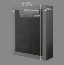 Online Wohnen 110x144x43 Design Highboard in Weiß Glanz - Voskala