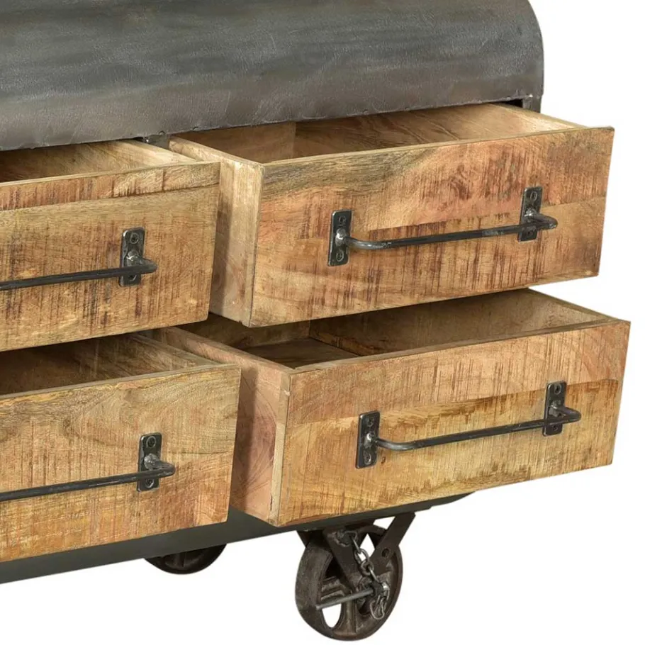 Best Wohnen 150x66x43 Design Kommode im Zugwaggon Look - Bahiro