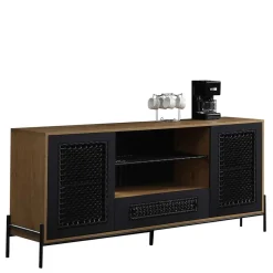 Discount Wohnen 164x76x43 Design Sideboard mit Kunstrattan Geflecht - Zavias
