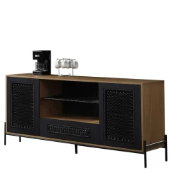Discount Wohnen 164x76x43 Design Sideboard mit Kunstrattan Geflecht - Zavias