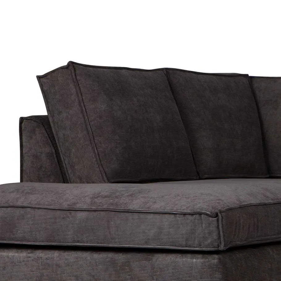 Discount Wohnen 283x92x197 Eckcouch in Grau Cord Stoff - Olciano